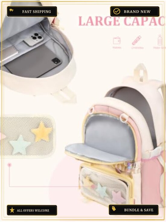 Kawaii Ita Backpack Set 3pc Cute Daypack with Lunch Bag Nylon Casual main image 5